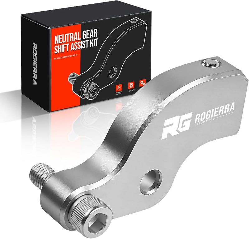 Rogierra Neutral Gear Shift Assist Kit - CNC M8 EZ Shift Lever Compatible with 2018-2025 Touring (Electra Glide/Road Glide/Tri Glide) & Softail (Fat Boy 114) Motorcycles - Easy Neutral Finder White - Image 1